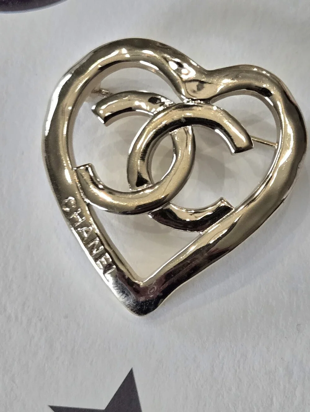 #155 - Chanel CC Heart Brooch - Authentic
